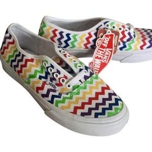 Vans Slim Classics Multicolor Rainbow Zig Zag Chevron Sneakers Shoes W 9 M 7.5